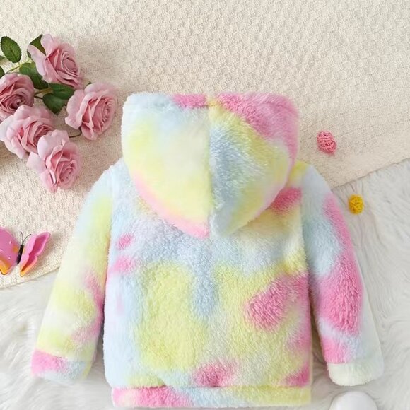 NWOT Kid's Fuzzy Fleece Tie-dye Hoodie 1-2 yrs old - Picture 2 of 3
